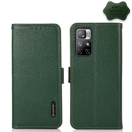 KHAZNEH Side-Magnetic Litchi Genuine Leather RFID Phone Case, For Xiaomi Redmi Note 8 2021, For Xiaomi Redmi Note 10 4G, For Xiaomi Redmi Note 10 JP Version, For Xiaomi Redmi Note 11, For Xiaomi Redmi Note 11 Pro, For Xiaomi Civi 5G