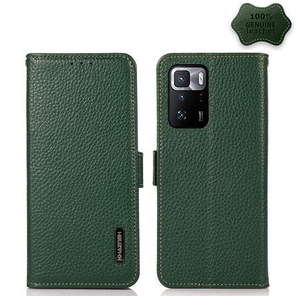 KHAZNEH Side-Magnetic Litchi Genuine Leather RFID Phone Case, For Xiaomi Poco X3 GT