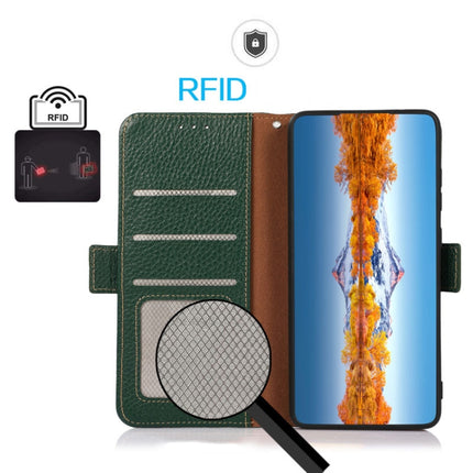 KHAZNEH Side-Magnetic Litchi Genuine Leather RFID Phone Case, For Xiaomi Poco X3 GT