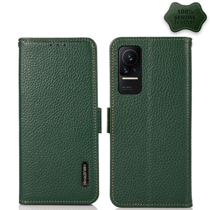 KHAZNEH Side-Magnetic Litchi Genuine Leather RFID Phone Case, For Xiaomi Redmi Note 8 2021, For Xiaomi Redmi Note 10 4G, For Xiaomi Redmi Note 10 JP Version, For Xiaomi Redmi Note 11, For Xiaomi Redmi Note 11 Pro, For Xiaomi Civi 5G