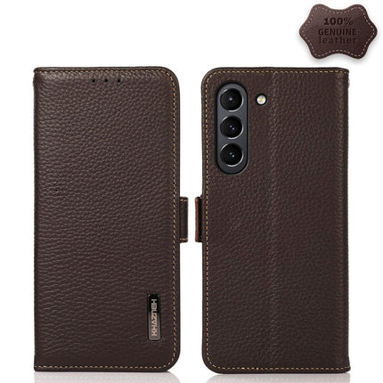 KHAZNEH Side-Magnetic Litchi Genuine Leather RFID Phone Case, For Samsung Galaxy S20+, For Samsung Galaxy S20, For Samsung Galaxy S20 Ultra, For Samsung Galaxy S21 FE 5G, For Samsung Galaxy S21+ 5G, For Samsung Galaxy S21 5G