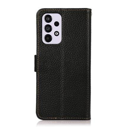 KHAZNEH Side-Magnetic Litchi Genuine Leather RFID Phone Case, For Samsung Galaxy A73 5G