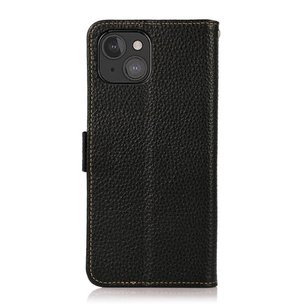 KHAZNEH Side-Magnetic Litchi Genuine Leather RFID Case, For iPhone 13 mini, For iPhone 13, For iPhone 13 Pro, For iPhone 13 Pro Max, For iPhone 12 mini, For iPhone 12 / 12 Pro