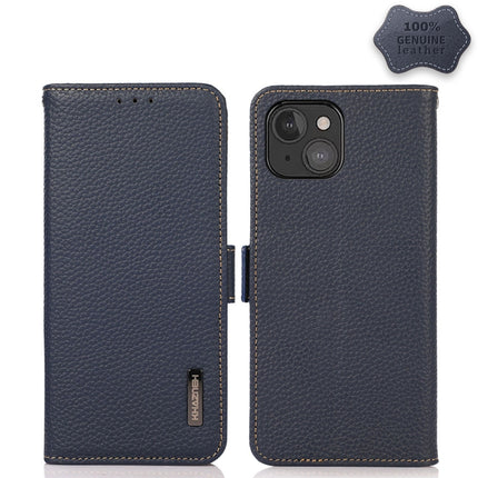 KHAZNEH Side-Magnetic Litchi Genuine Leather RFID Case, For iPhone 13 mini, For iPhone 13, For iPhone 13 Pro, For iPhone 13 Pro Max, For iPhone 12 mini, For iPhone 12 / 12 Pro