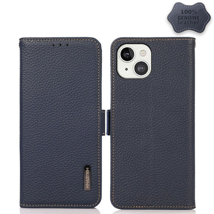 KHAZNEH Side-Magnetic Litchi Genuine Leather RFID Case, For iPhone 13 mini, For iPhone 13, For iPhone 13 Pro, For iPhone 13 Pro Max, For iPhone 12 mini, For iPhone 12 / 12 Pro