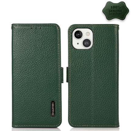 KHAZNEH Side-Magnetic Litchi Genuine Leather RFID Case, For iPhone 13 mini, For iPhone 13, For iPhone 13 Pro, For iPhone 13 Pro Max, For iPhone 12 mini, For iPhone 12 / 12 Pro