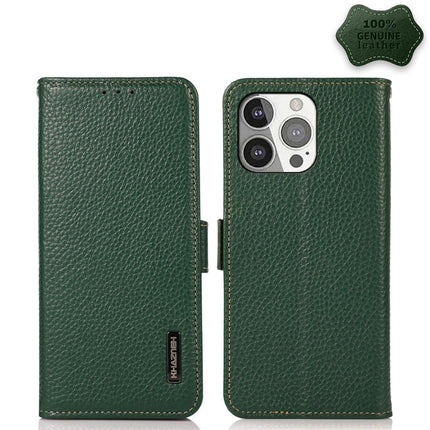 KHAZNEH Side-Magnetic Litchi Genuine Leather RFID Case, For iPhone 13 mini, For iPhone 13, For iPhone 13 Pro, For iPhone 13 Pro Max, For iPhone 12 mini, For iPhone 12 / 12 Pro