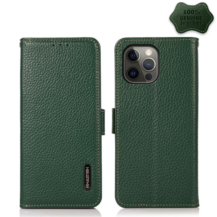 KHAZNEH Side-Magnetic Litchi Genuine Leather RFID Case, For iPhone 12 Pro Max, For iPhone 11, For iPhone 11 Pro, For iPhone 11 Pro Max