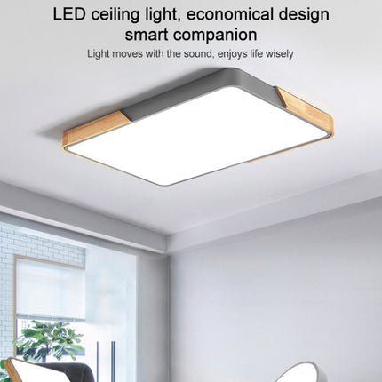 Wood Macaron LED Rectangle Ceiling Lamp, White Light