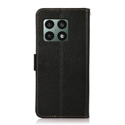 KHAZNEH Side-Magnetic Litchi Genuine Leather RFID Phone Case, For OnePlus 10 Pro 5G, For OnePlus N20 5G, For OnePlus 9, For OnePlus 9R, For OnePlus 9RT 5G, For OnePlus Nord 2 5G