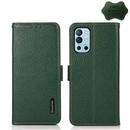 KHAZNEH Side-Magnetic Litchi Genuine Leather RFID Phone Case, For OnePlus 10 Pro 5G, For OnePlus N20 5G, For OnePlus 9, For OnePlus 9R, For OnePlus 9RT 5G, For OnePlus Nord 2 5G