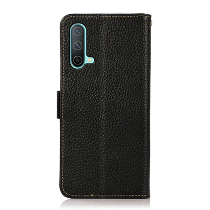 KHAZNEH Side-Magnetic Litchi Genuine Leather RFID Phone Case, For OnePlus Nord CE 5G