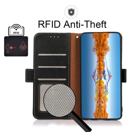 KHAZNEH Side-Magnetic Litchi Genuine Leather RFID Phone Case, For OnePlus Nord CE 5G