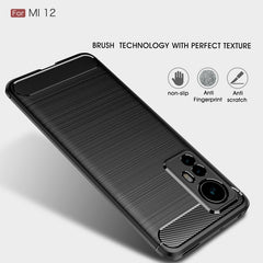 Brushed Texture Carbon Fiber TPU Phone Case, For Xiaomi 12 5G, For Xiaomi 12 Pro 5G, For Xiaomi Mi 12 Ultra 5G