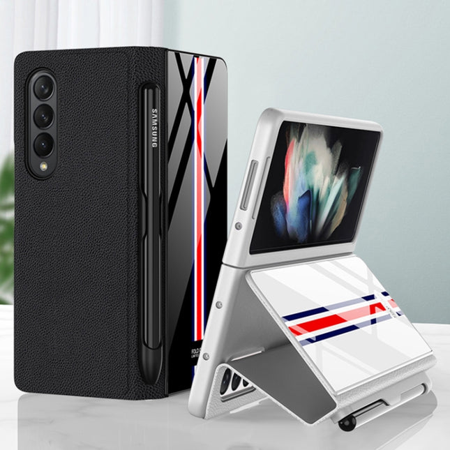 GKK Flip Tempered Glass Painted Phone Case with Pen Slot