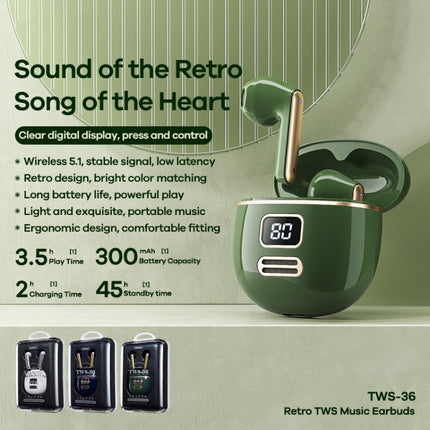 REMAX TWS-36 Auriculares inalámbricos retro con Bluetooth para música