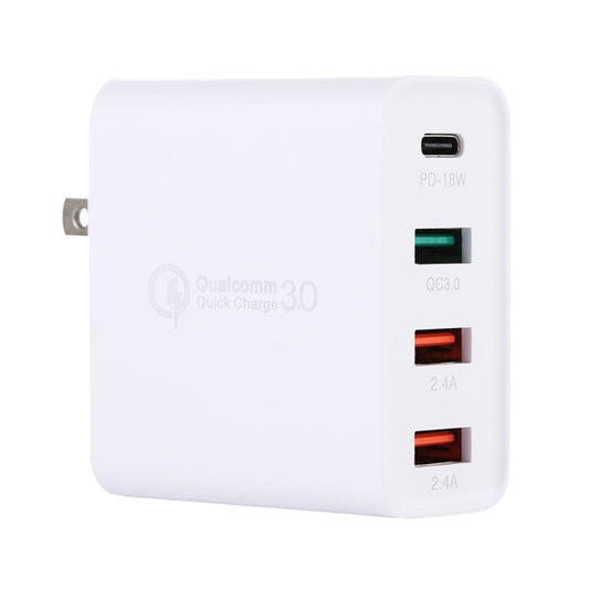 Cargador de viaje A3 PD 18 W con interfaz USB-C/Tipo-C + QC3.0 USB + USB dual, enchufe de EE. UU., enchufe de la UE, enchufe del Reino Unido