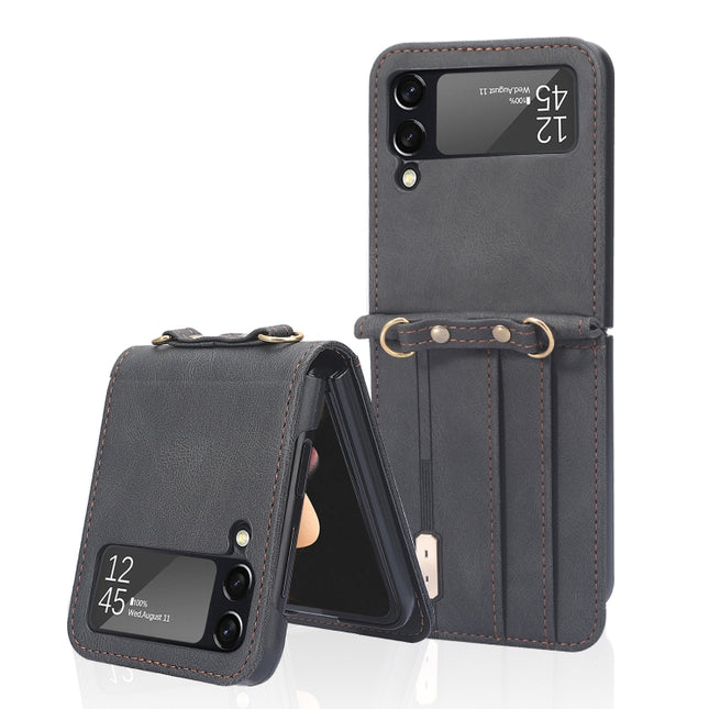 Crossbody Siamese Leather Phone Case with Lanyard, For Samsung Galaxy Z Flip3 5G