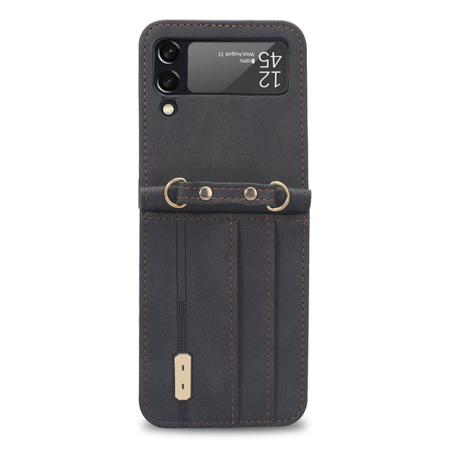 Crossbody Siamese Leather Phone Case with Lanyard, For Samsung Galaxy Z Flip3 5G