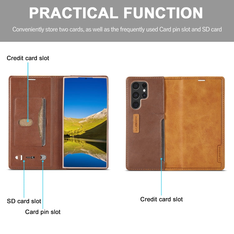 LC.IMEEKE LC-001 Series PU + TPU Color Matching Frosted Leather Phone Case, For Samsung Galaxy S22 Ultra 5G