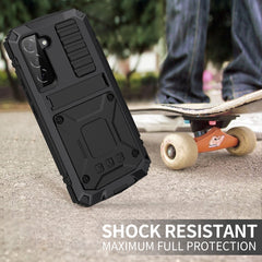 R-JUST Metal + Silicone Holder Phone Case, For Samsung Galaxy S22 5G, For Samsung Galaxy S22+ 5G, For Samsung Galaxy S22 Ultra 5G