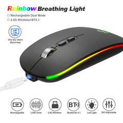 HXSJ M103FG 1600dpi Adjustable 2.4G + Bluetooth RGB Light Wireless Mouse, 2.4G + BT5.1