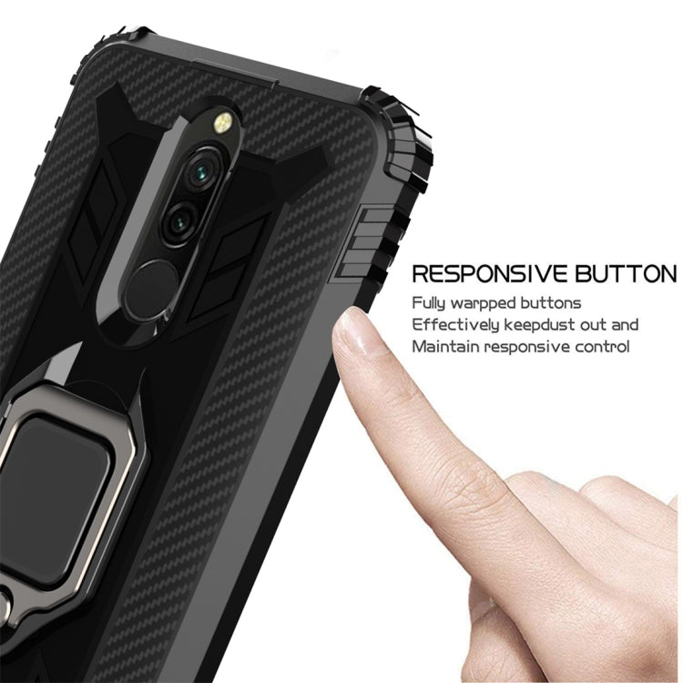Carbon Fiber Protective Case with 360 Degree Rotating Ring Holder, For Xiaomi Redmi 8, For Xiaomi Redmi Note 8 Pro, For Xiaomi Redmi Note 8, For Vivo Y19 (U3), For Galaxy A51, For Galaxy A71