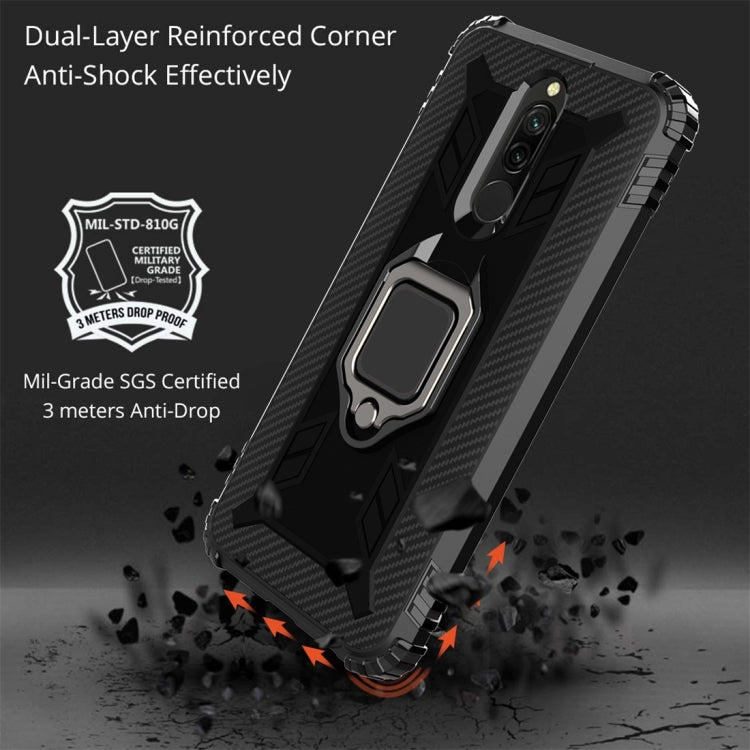 Carbon Fiber Protective Case with 360 Degree Rotating Ring Holder, For Xiaomi Redmi 8, For Xiaomi Redmi Note 8 Pro, For Xiaomi Redmi Note 8, For Vivo Y19 (U3), For Galaxy A51, For Galaxy A71