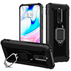 Carbon Fiber Protective Case with 360 Degree Rotating Ring Holder, For Xiaomi Mi CC9 Pro / Note 10, For Xiaomi Redmi Note 8T, For Xiaomi Redmi 8, For Xiaomi Redmi Note 8 Pro, For Xiaomi Redmi Note 8, For Vivo Y19 (U3), For Galaxy A51, For Galaxy A71