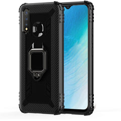 Carbon Fiber Protective Case with 360 Degree Rotating Ring Holder, For Xiaomi Mi CC9 Pro / Note 10, For Xiaomi Redmi Note 8T, For Xiaomi Redmi 8, For Xiaomi Redmi Note 8 Pro, For Xiaomi Redmi Note 8, For Vivo Y19 (U3), For Galaxy A51, For Galaxy A71