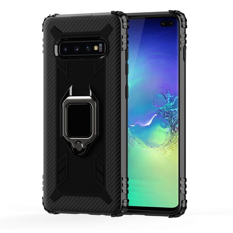 Carbon Fiber Protective Case with 360 Degree Rotating Ring Holder, For Galaxy Note 10, For Galaxy S10e, For Galaxy S10+, For Galaxy S10