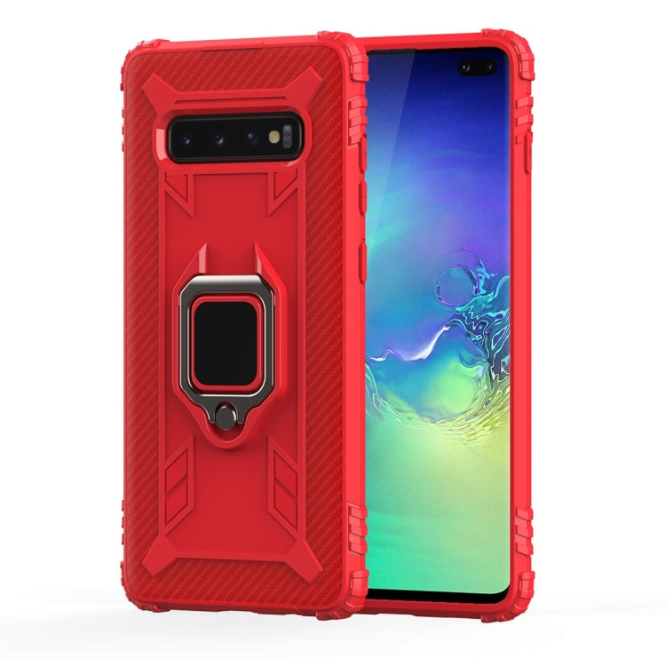 Carbon Fiber Protective Case with 360 Degree Rotating Ring Holder, For Galaxy Note 10, For Galaxy S10e, For Galaxy S10+, For Galaxy S10