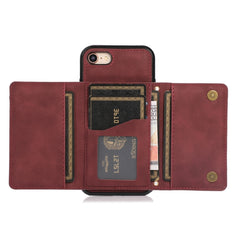 Three-fold Leather Phone Case with Card Slot & Wallet & Holder, For iPhone SE 2022 / SE 2020 / 8 / 7