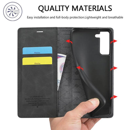 LC.IMEEKE Soft PU + TPU Magnetic Skin-friendly Feeling Leather Phone Case, For Samsung Galaxy S22+ 5G