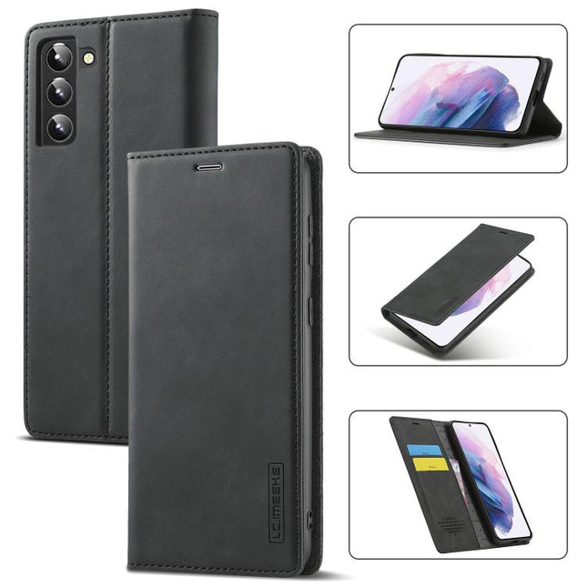 LC.IMEEKE Soft PU + TPU Magnetic Skin-friendly Feeling Leather Phone Case, For Samsung Galaxy S22+ 5G