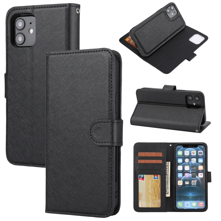 Abnehmbare Leder-Telefonhülle mit Kreuzstruktur, Für iPhone 12 mini, Für iPhone 12 / 12 Pro, Für iPhone 12 Pro Max, Für iPhone 11, Für iPhone 11 Pro, Für iPhone 11 Pro Max, Für iPhone XS / X, Für iPhone XR