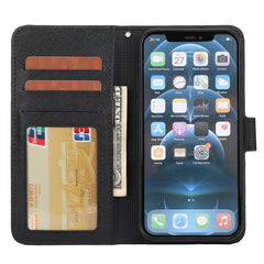 Abnehmbare Leder-Telefonhülle mit Kreuzstruktur, Für iPhone 12 mini, Für iPhone 12 / 12 Pro, Für iPhone 12 Pro Max, Für iPhone 11, Für iPhone 11 Pro, Für iPhone 11 Pro Max, Für iPhone XS / X, Für iPhone XR