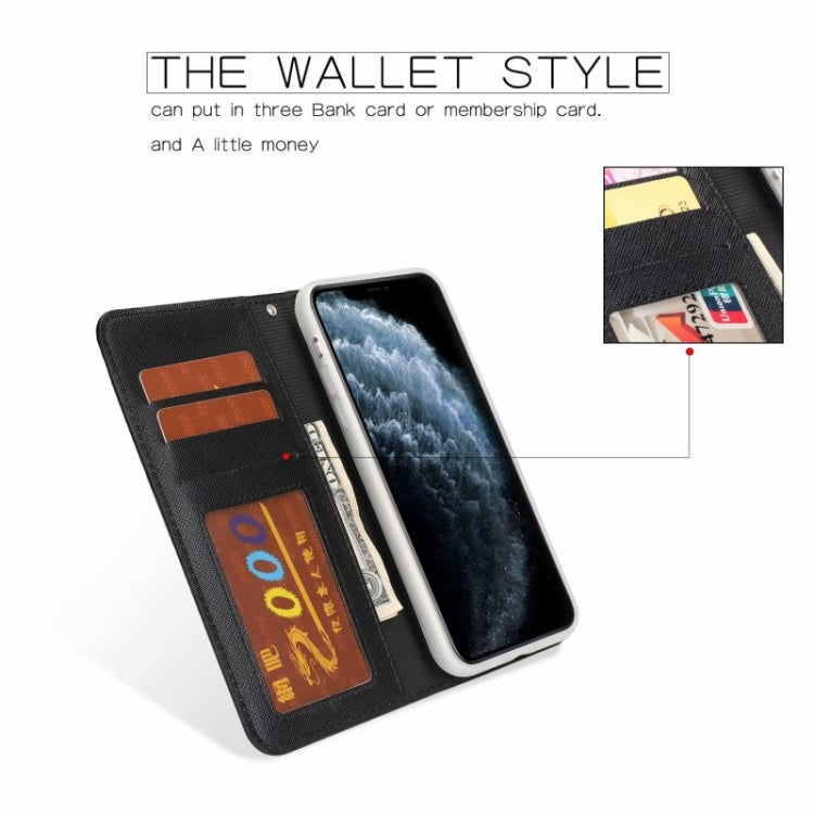 Abnehmbare Leder-Telefonhülle mit Kreuzstruktur, Für iPhone 12 mini, Für iPhone 12 / 12 Pro, Für iPhone 12 Pro Max, Für iPhone 11, Für iPhone 11 Pro, Für iPhone 11 Pro Max, Für iPhone XS / X, Für iPhone XR