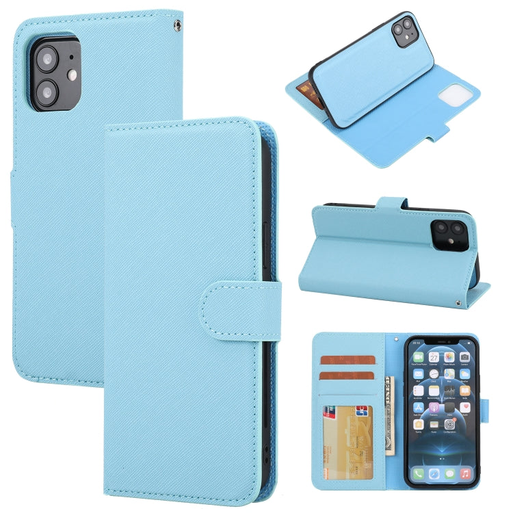 Abnehmbare Leder-Telefonhülle mit Kreuzstruktur, Für iPhone 12 mini, Für iPhone 12 / 12 Pro, Für iPhone 12 Pro Max, Für iPhone 11, Für iPhone 11 Pro, Für iPhone 11 Pro Max, Für iPhone XS / X, Für iPhone XR