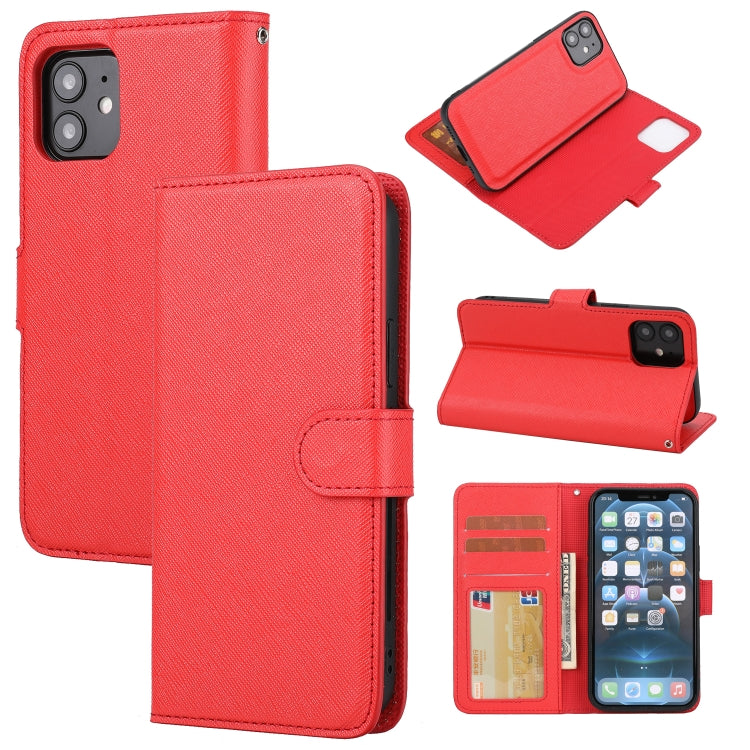 Abnehmbare Leder-Telefonhülle mit Kreuzstruktur, Für iPhone 12 mini, Für iPhone 12 / 12 Pro, Für iPhone 12 Pro Max, Für iPhone 11, Für iPhone 11 Pro, Für iPhone 11 Pro Max, Für iPhone XS / X, Für iPhone XR