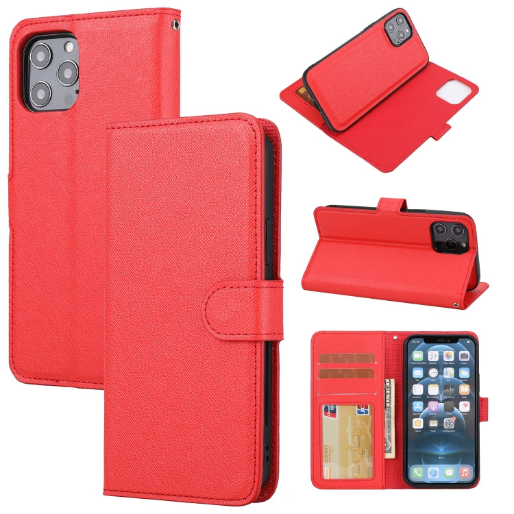 Abnehmbare Leder-Telefonhülle mit Kreuzstruktur, Für iPhone 12 mini, Für iPhone 12 / 12 Pro, Für iPhone 12 Pro Max, Für iPhone 11, Für iPhone 11 Pro, Für iPhone 11 Pro Max, Für iPhone XS / X, Für iPhone XR