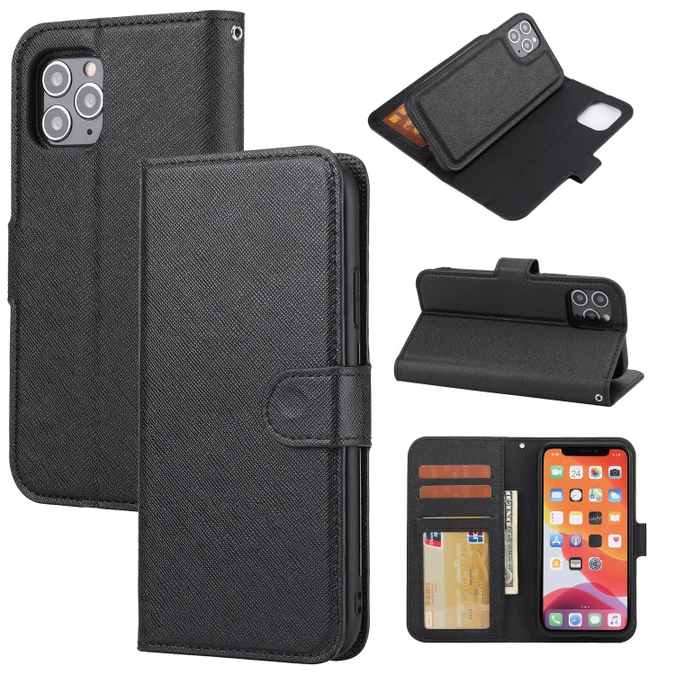 Abnehmbare Leder-Telefonhülle mit Kreuzstruktur, Für iPhone 12 mini, Für iPhone 12 / 12 Pro, Für iPhone 12 Pro Max, Für iPhone 11, Für iPhone 11 Pro, Für iPhone 11 Pro Max, Für iPhone XS / X, Für iPhone XR
