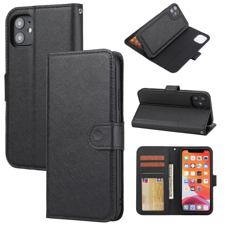 Abnehmbare Leder-Telefonhülle mit Kreuzstruktur, Für iPhone 12 mini, Für iPhone 12 / 12 Pro, Für iPhone 12 Pro Max, Für iPhone 11, Für iPhone 11 Pro, Für iPhone 11 Pro Max, Für iPhone XS / X, Für iPhone XR
