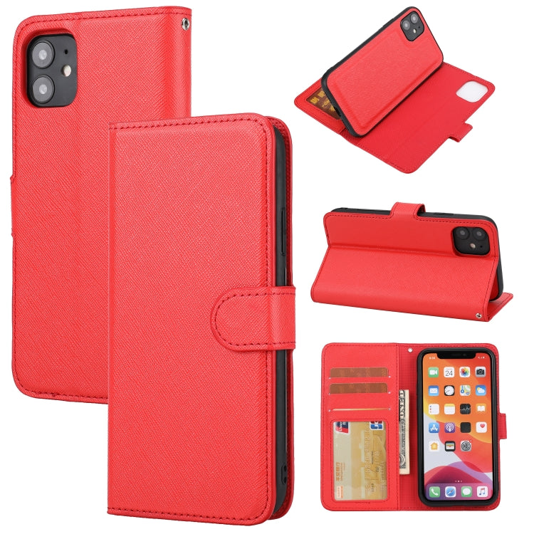 Abnehmbare Leder-Telefonhülle mit Kreuzstruktur, Für iPhone 12 mini, Für iPhone 12 / 12 Pro, Für iPhone 12 Pro Max, Für iPhone 11, Für iPhone 11 Pro, Für iPhone 11 Pro Max, Für iPhone XS / X, Für iPhone XR