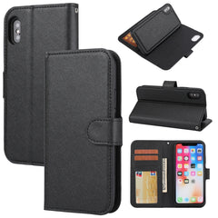 Cross Texture Detachable Leather Phone Case, For iPhone XS / X, For iPhone XR, For iPhone XS Max, For iPhone SE 2022 / SE 2020 / 8 / 7, For iPhone 8 Plus / 7 Plus