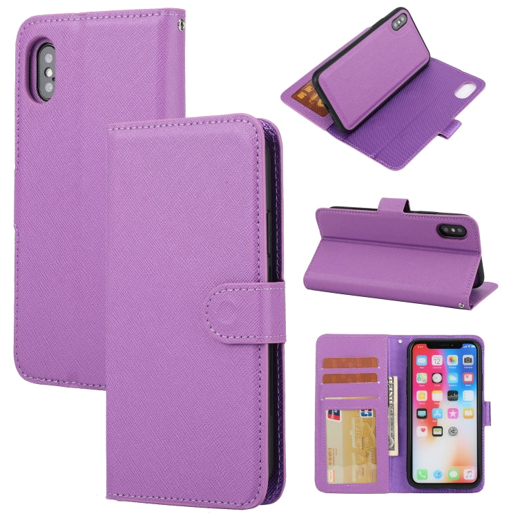Cross Texture Detachable Leather Phone Case, For iPhone XS / X, For iPhone XR, For iPhone XS Max, For iPhone SE 2022 / SE 2020 / 8 / 7, For iPhone 8 Plus / 7 Plus