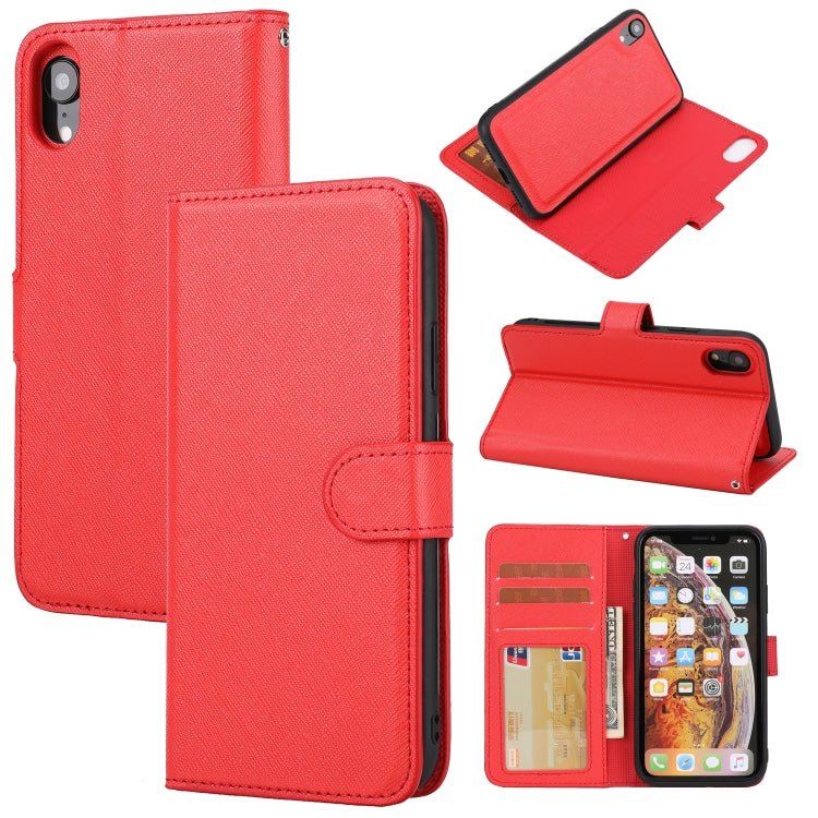 Cross Texture Detachable Leather Phone Case, For iPhone XS / X, For iPhone XR, For iPhone XS Max, For iPhone SE 2022 / SE 2020 / 8 / 7, For iPhone 8 Plus / 7 Plus
