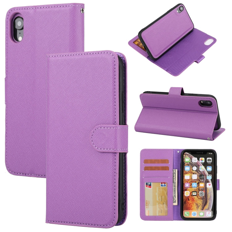 Cross Texture Detachable Leather Phone Case, For iPhone XS / X, For iPhone XR, For iPhone XS Max, For iPhone SE 2022 / SE 2020 / 8 / 7, For iPhone 8 Plus / 7 Plus