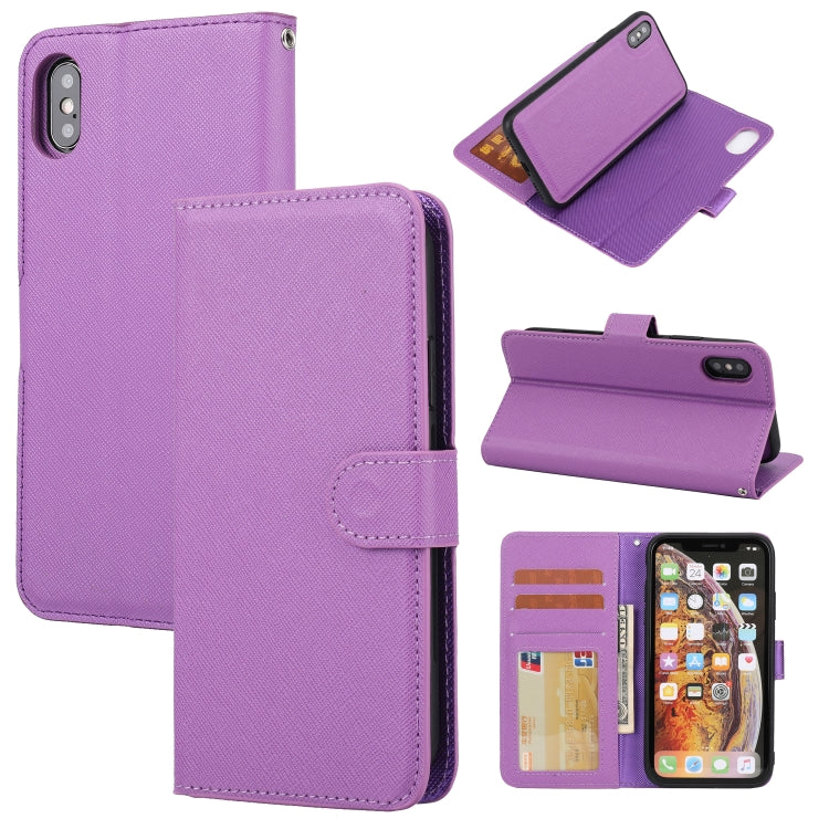 Cross Texture Detachable Leather Phone Case, For iPhone XS / X, For iPhone XR, For iPhone XS Max, For iPhone SE 2022 / SE 2020 / 8 / 7, For iPhone 8 Plus / 7 Plus