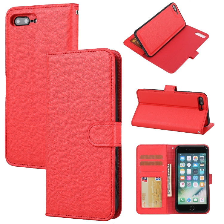 Cross Texture Detachable Leather Phone Case, For iPhone XS / X, For iPhone XR, For iPhone XS Max, For iPhone SE 2022 / SE 2020 / 8 / 7, For iPhone 8 Plus / 7 Plus